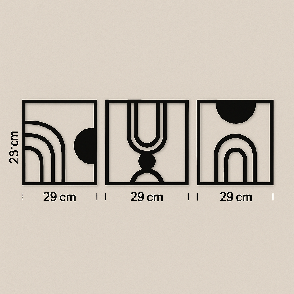 Set de 3 Cuadros Modernos en MDF | Decoración Abstracta