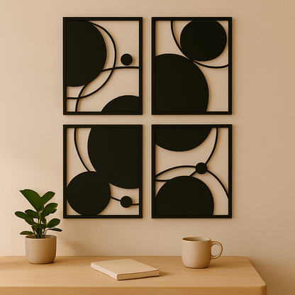 Set de 4 Cuadros Geométricos | Círculos en Armonía