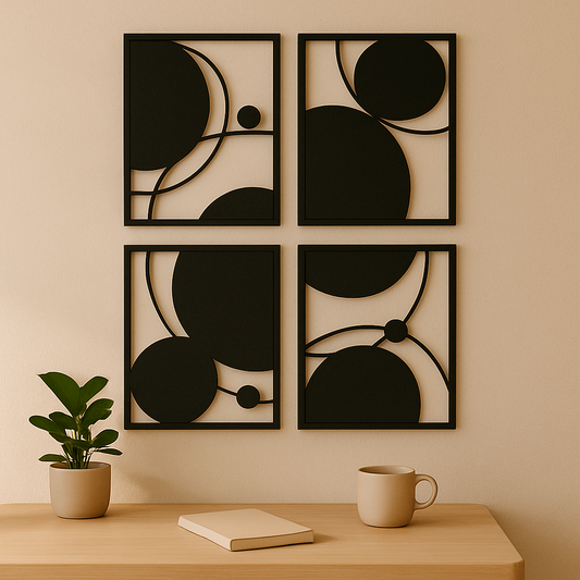 Set de 4 Cuadros Geométricos | Círculos en Armonía