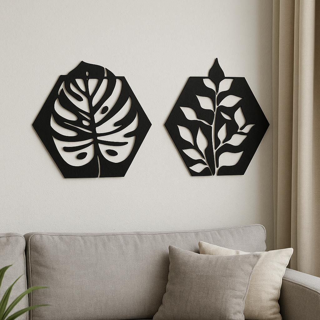 Cuadros Botánicos | Set de 4 Hexágonos Decorativos