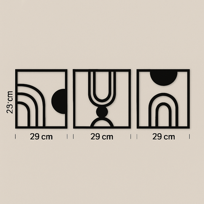 Set de 3 Cuadros Modernos en MDF | Decoración Abstracta