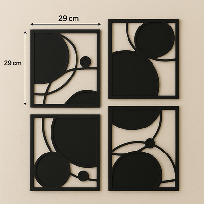Set de 4 Cuadros Geométricos | Círculos en Armonía